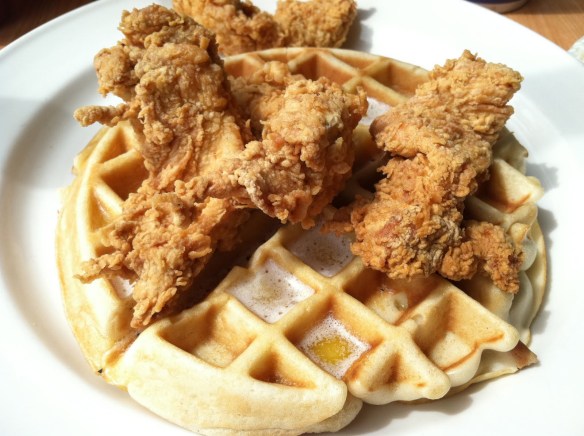 Fried chicken waffles Auntie April's
