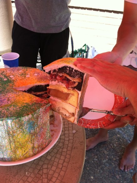 Cherpumple cutting the first slice Cherpumple cutting the first slice