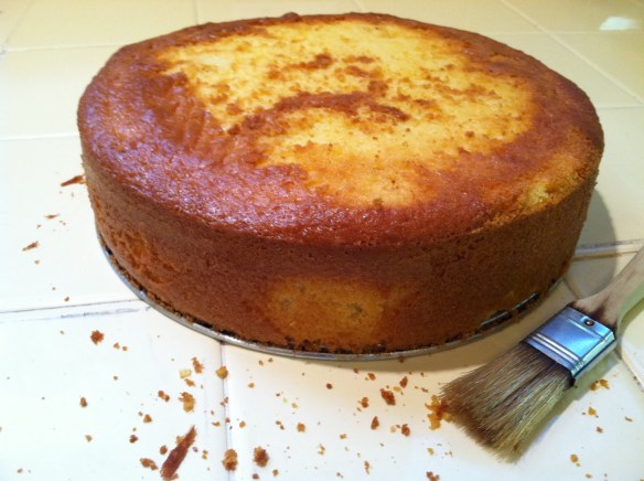 Cherpumple brushing yellow cake Cherpumple brushing yellow cake