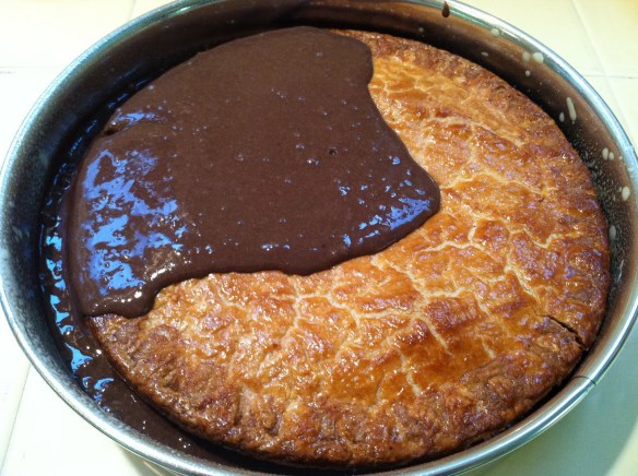 Cherpumple cherry pie in chocolate batter Cherpumple cherry pie in chocolate batter