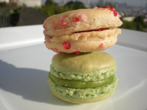 Cherry & Pistachio macarons La Boulange de Noe