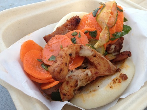 Red sesame chicken steamed bun Chairman Bao Truck