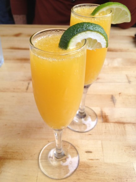 Orange-lime sparkling mimosas Criolla Kitchen