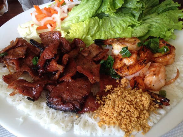 Banh hoi with grilled prawns and pork Hometown Noodle 2