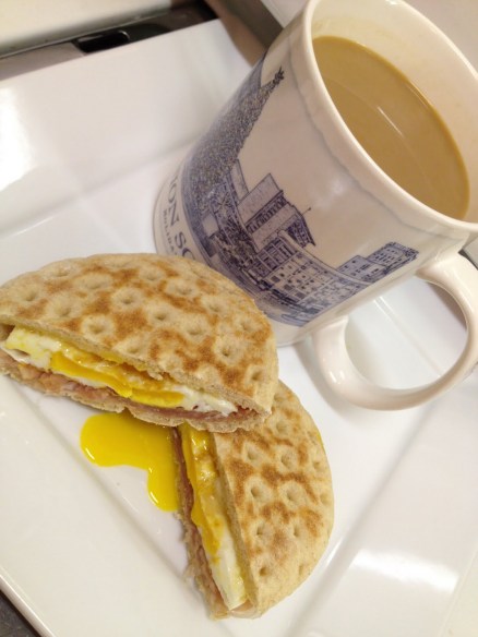 Egg sandwich and coffee