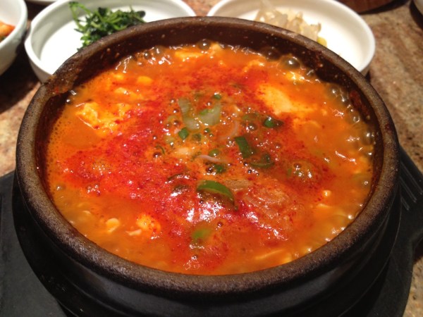 Seafood and beef soon tofu soup Jang Su Jang