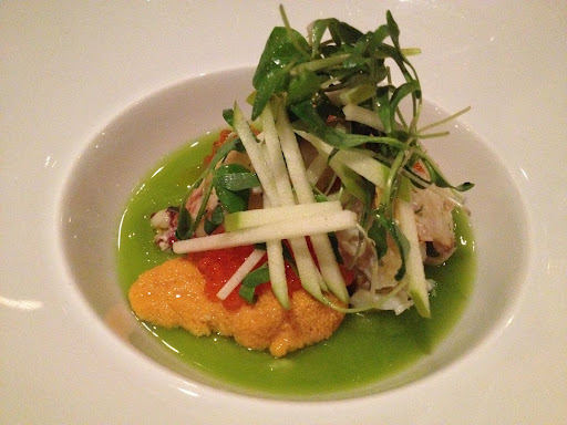 Sea urchin and Dungeness crab parfait RN74